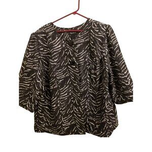 Maggie‎ Barnes  Sz 1x Jacket Top Black And White